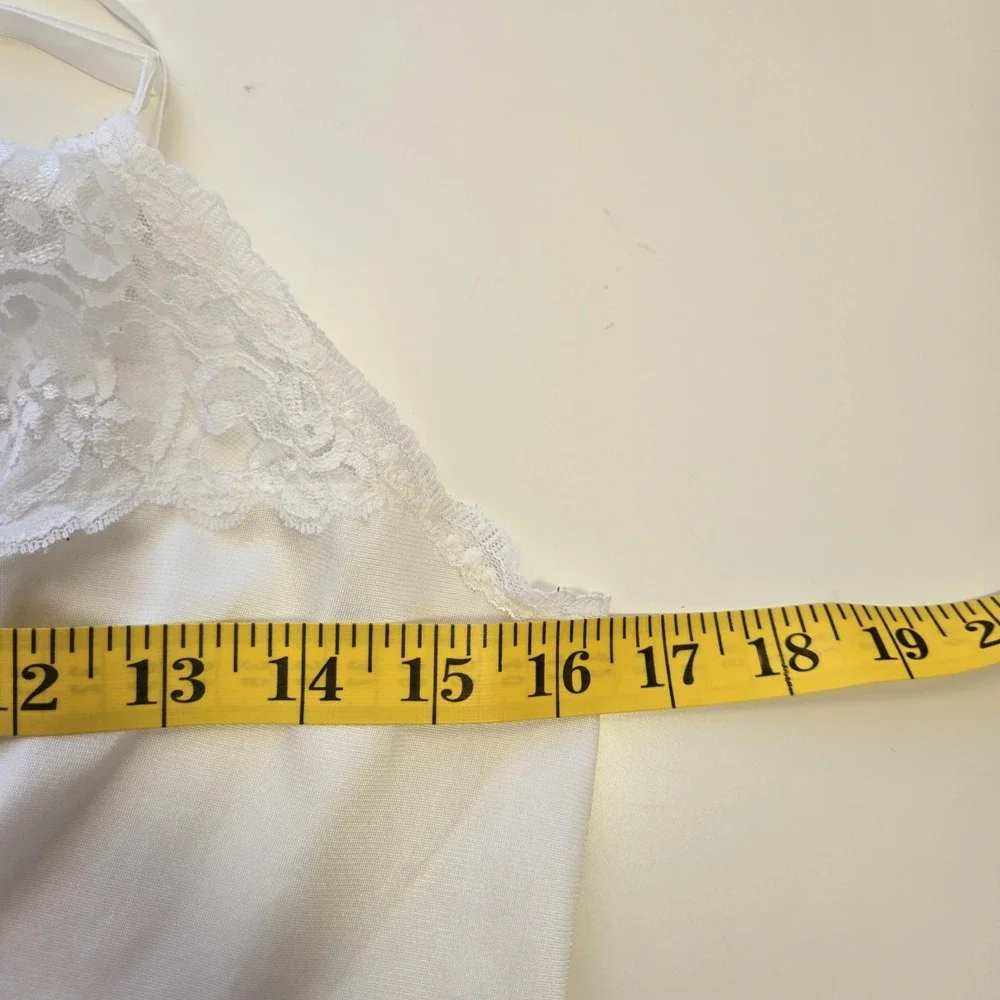 Vintage‎ Applause JCPENNEY Full Slip Size 36 White Nylon Lace Lingerie